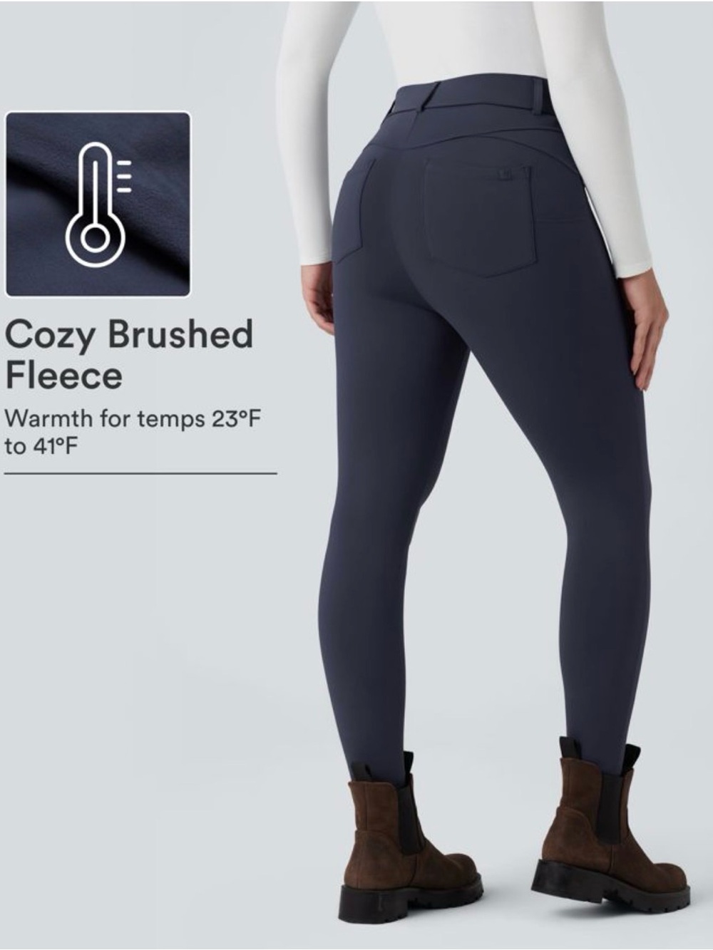 HALARA Cozy Brushed Fleece Leggings in Dark Navy